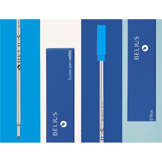 Recambio Boligrafo Belius Con Rosca Azul Caja 3 Unidades