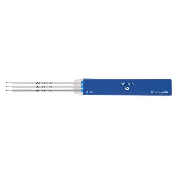 Recambio Boligrafo Belius Con Rosca Azul Caja 3 Unidades