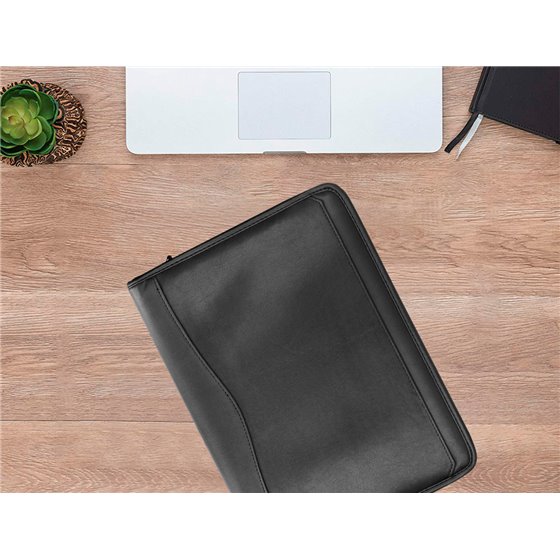 Carpeta Portafolios Cremallera Con Bolsa Para Movil Y Tarjetero Color Negro 260X355 Mm