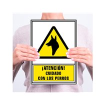 Pictograma Archivo 2000 Atencion Cuidado Con Los Perros Pvc Amarillo Luminiscente 210X297 Mm