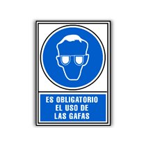 Pictograma Archivo 2000 Obligatorio Uso De Gafas Pvc Azul Luminiscente 210X297 Mm