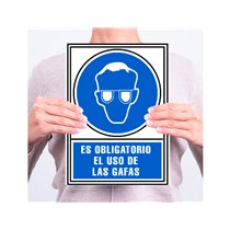 Pictograma Archivo 2000 Obligatorio Uso De Gafas Pvc Azul Luminiscente 210X297 Mm