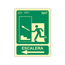 Pictograma Archivo 2000 Salida Emergencia Escalera Sube Izquierda Pvc Verde Luminiscente 224X300 Mm