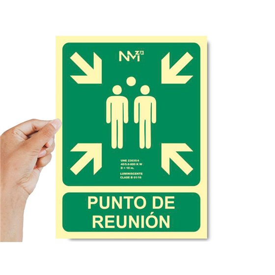 Pictograma Archivo 2000 Punto De Reunion Pvc Verde Luminiscente 224X300 Mm