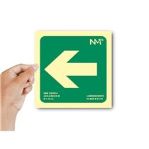 Pictograma Archivo 2000 Flecha Izquierda Pvc Verde Luminiscente 224X224 Mm