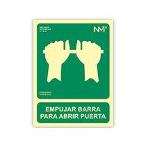 Pictograma Archivo 2000 Empujar Barra Para Abrir Puerta Pvc Verde Luminiscente 224X300 Mm
