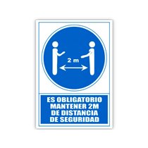 Pictograma Archivo 2000 Obligatorio Mantener 2 M De Distancia De Seguridad Pvc Color Azul 210X297 Mm