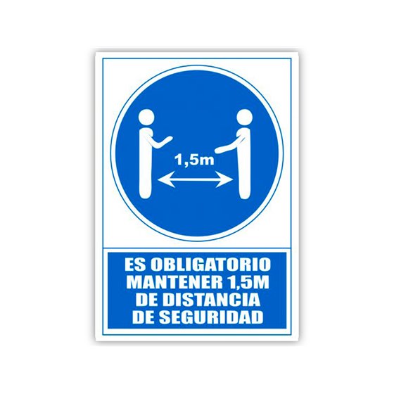 Pictograma Archivo 2000 Obligatorio Mantener 1,5 M De Distancia De Seguridad Pvc Color Azul 210X297 Mm