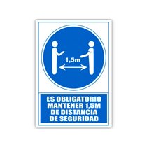Pictograma Archivo 2000 Obligatorio Mantener 1,5 M De Distancia De Seguridad Pvc Color Azul 210X297 Mm