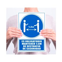 Pictograma Archivo 2000 Obligatorio Mantener 1,5 M De Distancia De Seguridad Pvc Color Azul 210X297 Mm