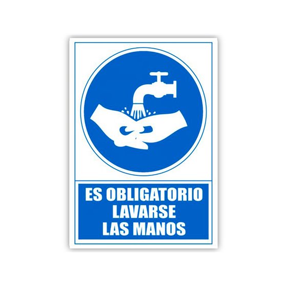 Pictograma Archivo 2000 Obligatorio Lavarse Las Manos Pvc Color Azul 210X297 Mm
