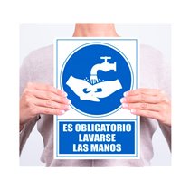 Pictograma Archivo 2000 Obligatorio Lavarse Las Manos Pvc Color Azul 210X297 Mm