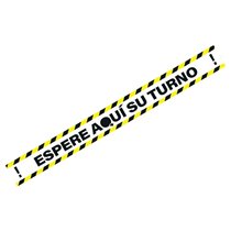 Pictograma Archivo 2000 Espere Su Turno Mantega La Distancia De Seguridad Vinilo Adhesivo Amarillo 100X700 Mm
