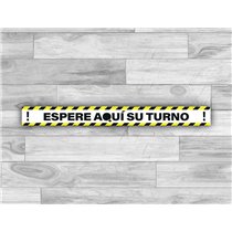 Pictograma Archivo 2000 Espere Su Turno Mantega La Distancia De Seguridad Vinilo Adhesivo Amarillo 100X700 Mm