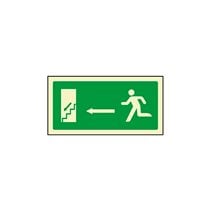 Pictograma Syssa Señal De Salida Emergencia Izquierda Escalera Bajando En Pvc Fotoluminiscente 320X160 Mm