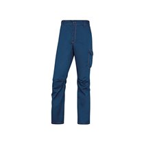 Pantalon De Trabajo Deltaplus Cintura Elastica 5 Bolsillos Color Azul Marino / Naranja Talla Xl
