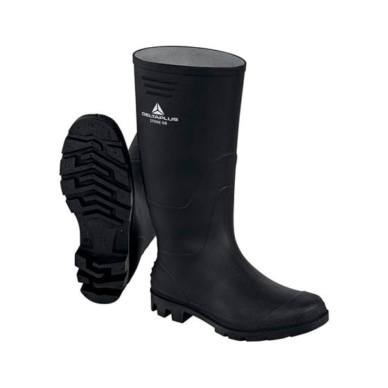 Botas Deltaplus De Seguridad Stone Pvc Negro Suela De Tacos Talla 44