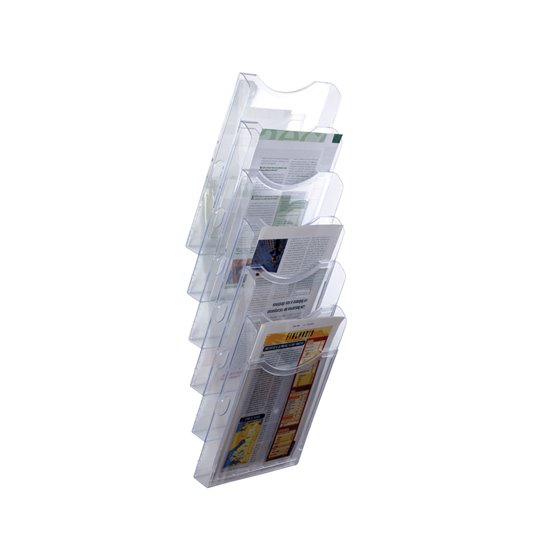 Expositor Mural Archivo 2000 De Pared 6 Bandejas Din A4 Transparente 155X239X665 Mm Separadores Moviles Ajustables