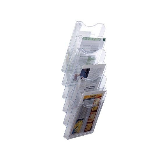 Expositor Mural Archivo 2000 De Pared 6 Bandejas Din A4 Transparente 155X239X665 Mm Separadores Moviles Ajustables