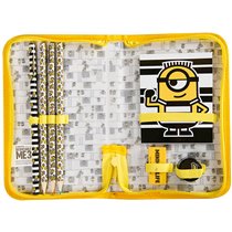 Bolso Portatodo Con Cremallera Minions Con Libreta Goma Sacapuntas Y Lapices Colores