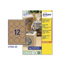 Etiqueta Adhesiva Avery Kraft Efecto Carton Redonda 60 Mm Removible Para Laser Ink-Jet