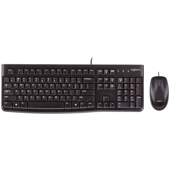 Set Teclado + Raton Logitech Mk120 Usb Con Cable Negro