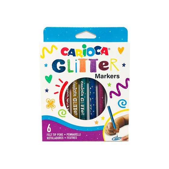Rotulador Carioca Glitter Purpurina Punta 1 Mm Caja De 6 Unidades Colores Surtidos