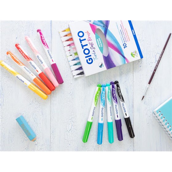 Rotulador Giotto Turbo Soft Brush Punta De Pincel Caja De 10 Unidades Colores Surtidos