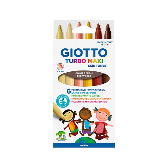 Rotulador Giotto Turbo Maxi Skin Tones Lavable Punta Bloqueada Caja De 6 Colores Surtidos