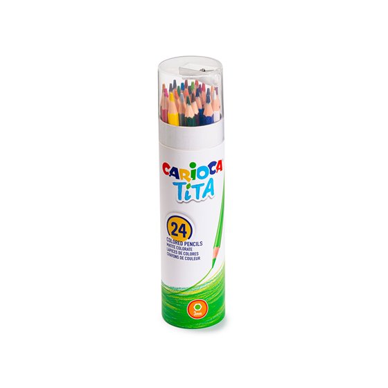 Lapices De Colores Carioca Tita Mina 3 Mm Tubo Metal 24 Colores Surtidos + Sacapuntas