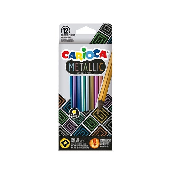 Lapices De Colores Carioca Metallic Hexagonal Mina 3,3 Mm Caja De 12 Colores Surtidos