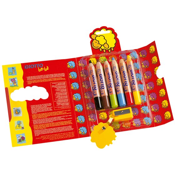 Lapices De Colores Giotto Super Bebe Caja De 6 Lapices Colores Surtidos + Sacapuntas