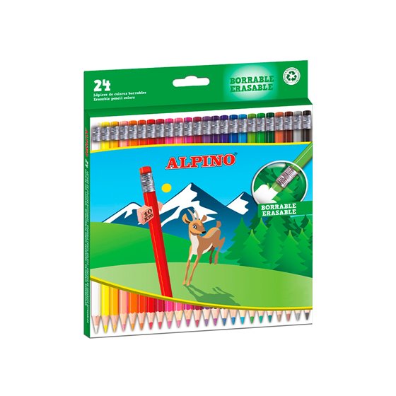 Lapices De Colores Alpino Borrable Caja De 24 Unidades Colores Surtidos