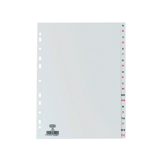 Separador Alfabetico Elba Plastico 120 Mc Din A4 11 Taladros A-Z Gris