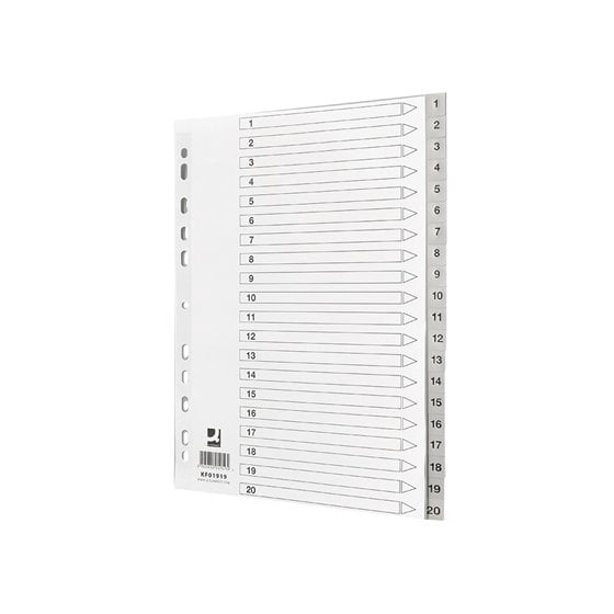 Separador Numerico Q-Connect Plastico 1-20 Juego De 20 Separadores Din A4 Multitaladro