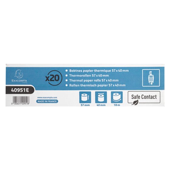 Rollo Sumadora Exacompta Safe Contact Termico 57 Mm X 40 Mm 52 G/M2