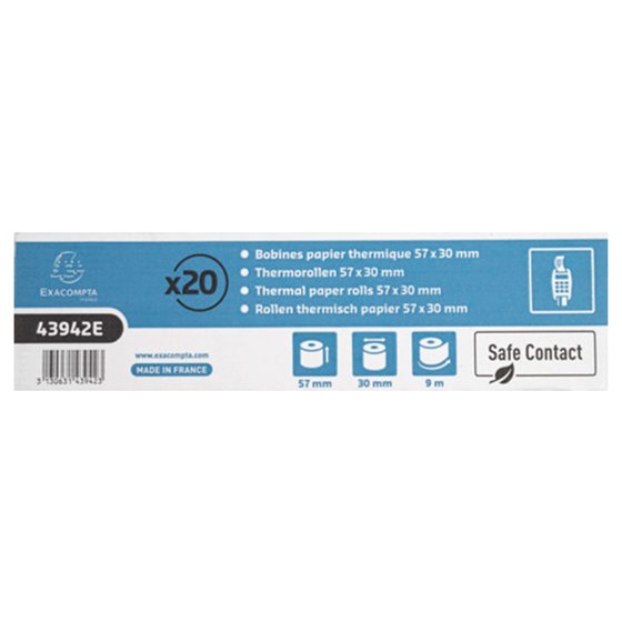 Rollo Sumadora Exacompta Safe Contact Termico 57 Mm X 30 Mm 52 G/M2