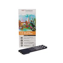 Rotulador Tombow Acuarelable Doble Punta Pincel Colores Primarios Estuche De 12 Unidades Colores Surtidos