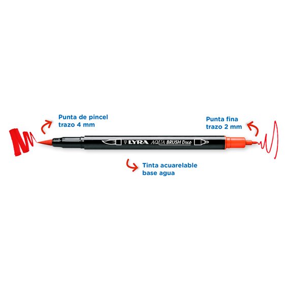Rotulador Lyra Aqua Brush Acuarelable Doble Punta Y Pincel Tonos Primarios Blister De 6 Unidades