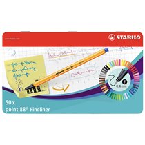 Rotulador Stabilo Punta De Fibra 0,4 Mm Point 88 Estuche Metal 50 Colores Surtidos