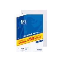 Recambio Oxford Din A4 200 + 50 Hojas Gratis Cuadro 4 Mm Con Margen