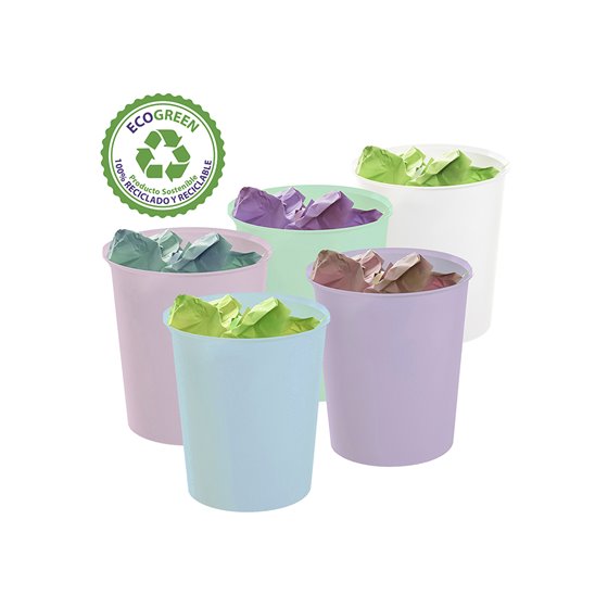 Papelera Plastico Archivo 2000 Ecogreen 100% Reciclada 18 Litros Color Malva Pastel