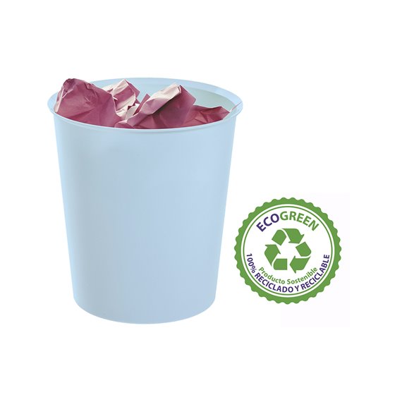 Papelera Plastico Archivo 2000 Ecogreen 100% Reciclada 18 Litros Color Azul Pastel