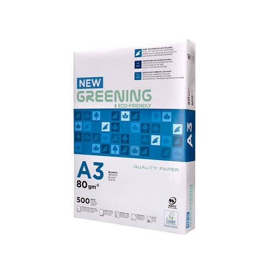 Papel Fotocopiadora Greening Din A3 80 Gramos Paquete De 500 Hojas