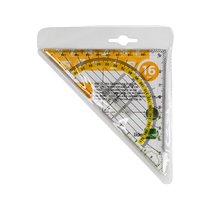Escuadra Liderpapel Geometria 16 Cm Plastico Cristal Con Pestaña De Sujeccion