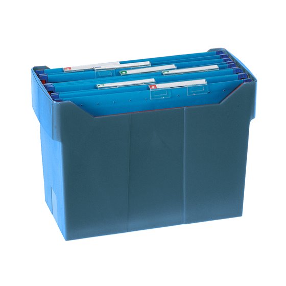 Soporte Sobremesa Carpetas Colgantes Azul De Poliestireno Para Formato Din A4 Capacidad 20 Carpetas