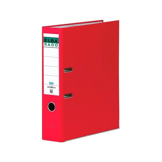 Archivador De Palanca Elba Chic Carton Forrado Pvc Con Rado Din A4 Lomo De 80 Mm Rojo