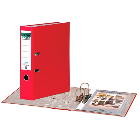 Archivador De Palanca Elba Chic Carton Forrado Pvc Con Rado Din A4 Lomo De 80 Mm Rojo