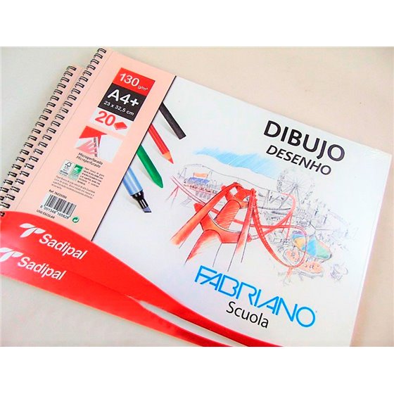 Bloc Dibujo Sadipal Fabriano Din A4+ Espiral 20 Hojas 130G/M2 Grano Suave Microperforado Liso