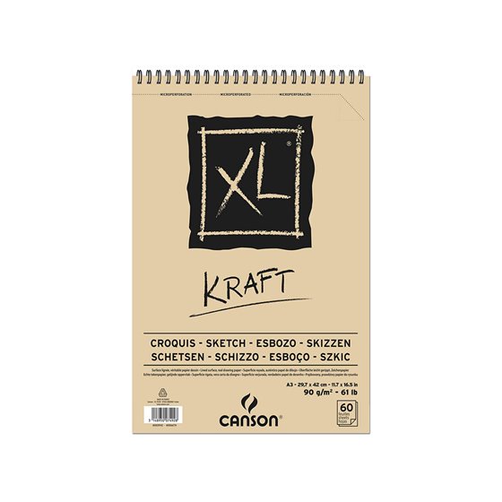 Bloc Dibujo Esbozo Canson Xl Kraft Din A3 Kraft Rayado Beige Espiral 29,7X42 Cm 60 Hojas 90 Gr